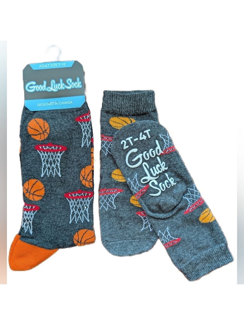 🇨🇦‎ Good Luck Sock Dad/Toddler Matching Basketball Design Socks